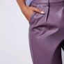 PU Leather Women's Pants Purple, High-Waist, Straight Leg Image 6