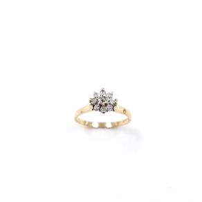GOLD RING 9K with diamond cluster