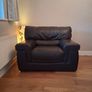 Leather armchair with matching footstool Image 2