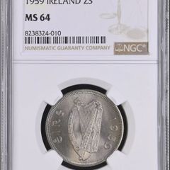 Ireland 1959 | Florin | Irish 2 Shillings | Salmon | KM.15a | MS64