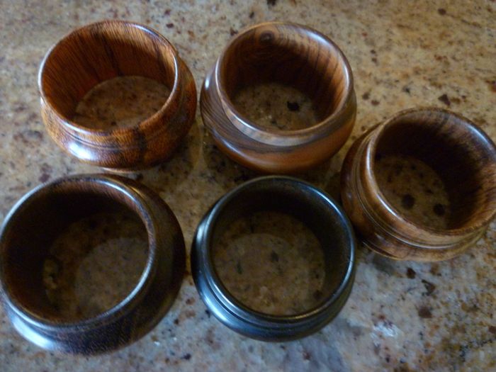 Wooden Napkin Ring holders-set Of 5 Vintage With Storage Box