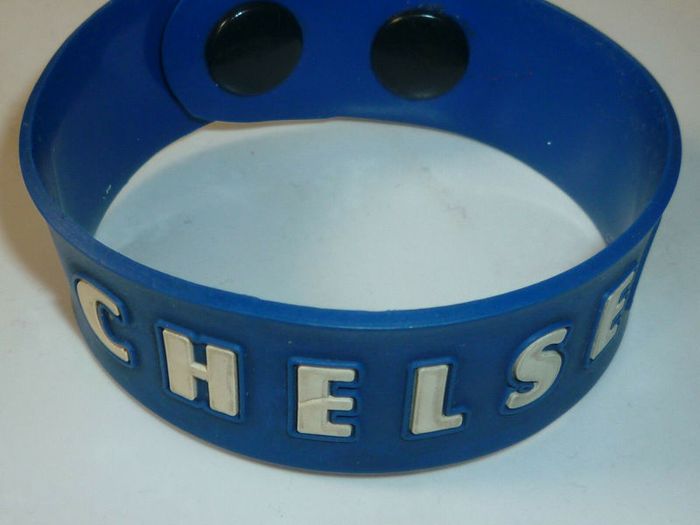 Chelsea Soccer Rubber Wrist Band With Two Snap Buttons To Adjust Length