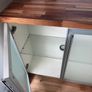 Walnut top sideboard with glass shelves 169 (L) x 47.5cm (W) Image 2