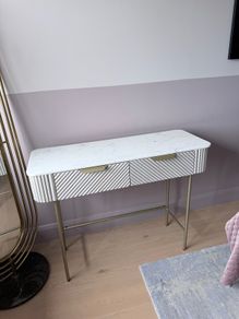 LIKE-NEW Light Grey Valencia Solid Mango Wood Console / Dressing Table