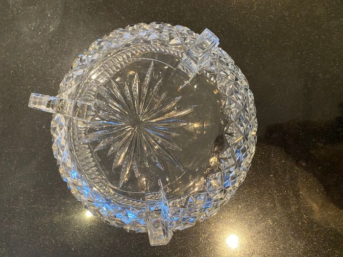 vintage eight inch pressed glass bowl on glass feet