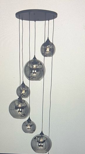 7 Light Pendant Smoke Glass