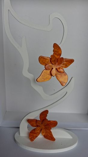 Marbled Orange 3D Tiger Lily Resin Earrings