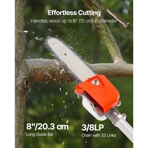 Gas Pole Saw, 25CC 2 Stroke Gas Powered Pole Saws with 20.3 cm Cutting Bar, Cordless Tree Trimmer with 650ml Fuel Tank, 2 to 2.74 m Extendable