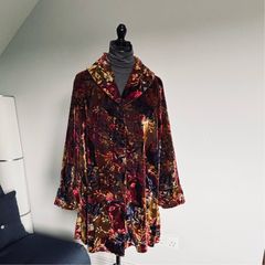 Vintage crushed velvet multi-coloured coat