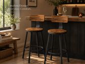 Industrial Bar Stools Set of 2  Vintage Brown and Black