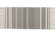 Cotton Area Runner Rug Washable Woven Boho Rug with Tassels Grey Printed Pattern Indoor Area Rug Moroccan Modern Carpet for Hallway, Living Room, Kitchen, Bedroom (FREE POSTAGE)
