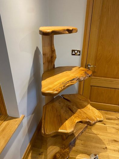 wooden table and lamp set