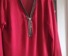 RLINEA red embellished zip layered top Sz L (Fit 12-14K)