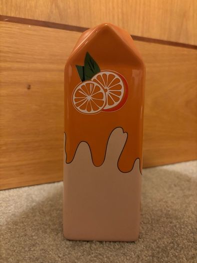 Vintage Ceramic Orange Juice Carton Shaped Vase