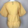 Yellow and white small check cotton blouse with puffy sleeves size 14 includes post Image 2