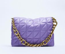 ZARA Quilted Shoulder Bag With Chain Purple!