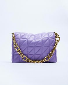 ZARA Quilted Shoulder Bag With Chain Purple!