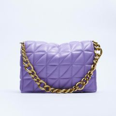 ZARA Quilted Shoulder Bag With Chain Purple!
