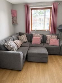 Grey Corner Sofa Bed with Footstool