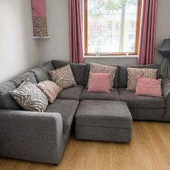 Grey Corner Sofa Bed with Footstool