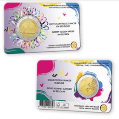 Belgium 2 Euro Commemorative Coin 2024 - Fight against Cancer. Coincard. BU
