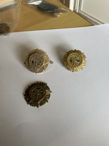 Irish Army cap badges three brass one staybrite