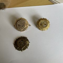 Irish Army cap badges three brass one staybrite