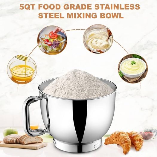 Stand Mixer,5 Quarts 8-Speed 1000W Tilt-Head Food Mixer, Kitchen Electric Standing Mixer With Dough Hook, Whisk, Beater, Splash Guard & Mixing Bowl For Baking, Dishwasher Safe (Black