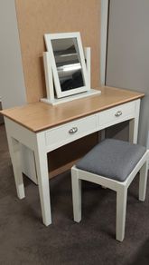 Oak Vanity Dresser Set -  Table, Mirror and Stool New