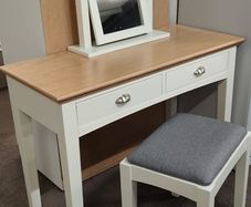 Oak Vanity Dresser Set -  Table, Mirror and Stool New