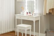 Dressing table with LED Bulbs  glass top and stool Hollywood style mirror