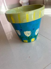Vintage70's/80's Hand-Painted Terracotta Plant Pot