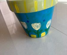 Vintage70's/80's Hand-Painted Terracotta Plant Pot