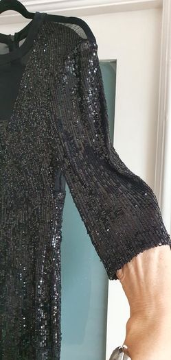 UNSIGNED black sequins and sheer bodycon Sz 8