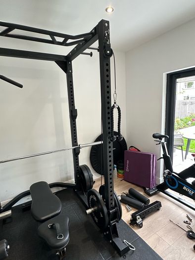 Commercial Power Rack + Jammer Arms + Cable System + Attachments + Flooring