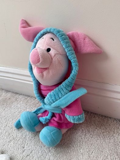 Disney Winnie The Pooh Piglet In Dressing Gown Robe approx. 35 cm. Plush Used Please see photos
