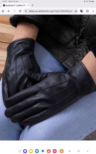 Totes Isotoner Black Leather Gloves - Smartouch - Small fit - New Without Tags RRP 25