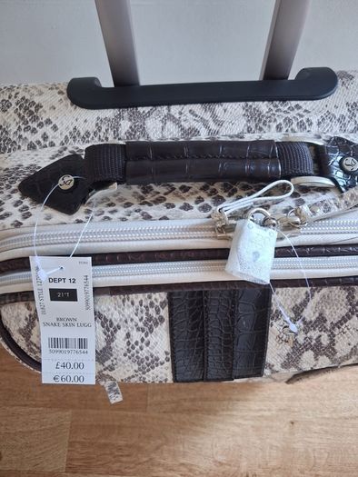 Brown 3 Piece Snake Skin Luggage Set
