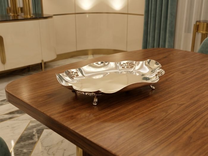 Viner's Quatrefoil Art Deco Footed Sterling Silver Dish(338 grams)