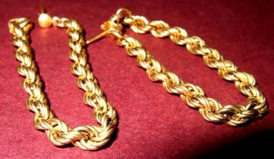 Vintage Hallmarked 9ct Gold Twisted Rope Earrings