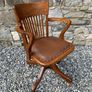 Edwardian Oak Swivel Office Chair. Image 6