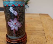 Vintage Chinese cloisonne enamel brush pot/vase