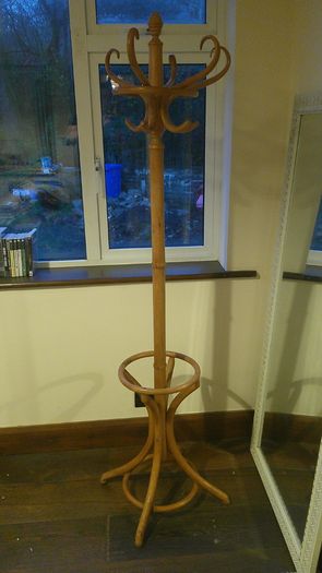 Vintage Bentwood Free Standing Beech Coat Rack & Umbrella Stand Thonet Style Hall Stand Tree (5 Double Hooks)