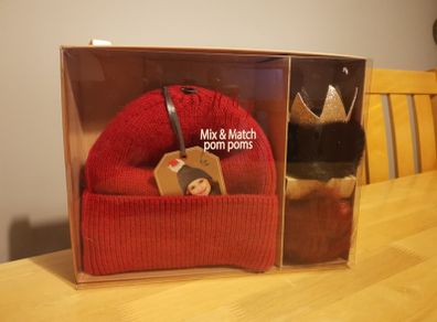 Mix & Match Pom Poms Kids Hat, NEW -