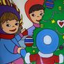 Retro Vintage Christmas Glass Painting Mid Century Foil Art Image 6