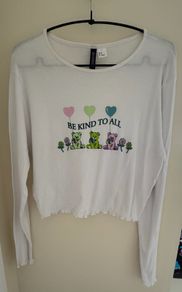 H&M Divided White Be Kind To All Bear Patterned Jumper