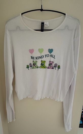 H&M Divided White Be Kind To All Bear Patterned Jumper
