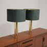 Vintage Pair of Cylindircal Brass Table Lamps B-010 by Bergboms, 1960s Image 6