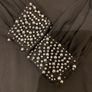 Ladies Black Top with Pearl cuff detail Size 10 Image 2