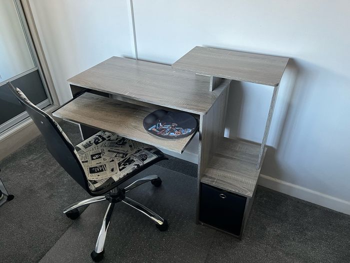 computer desk and office chair